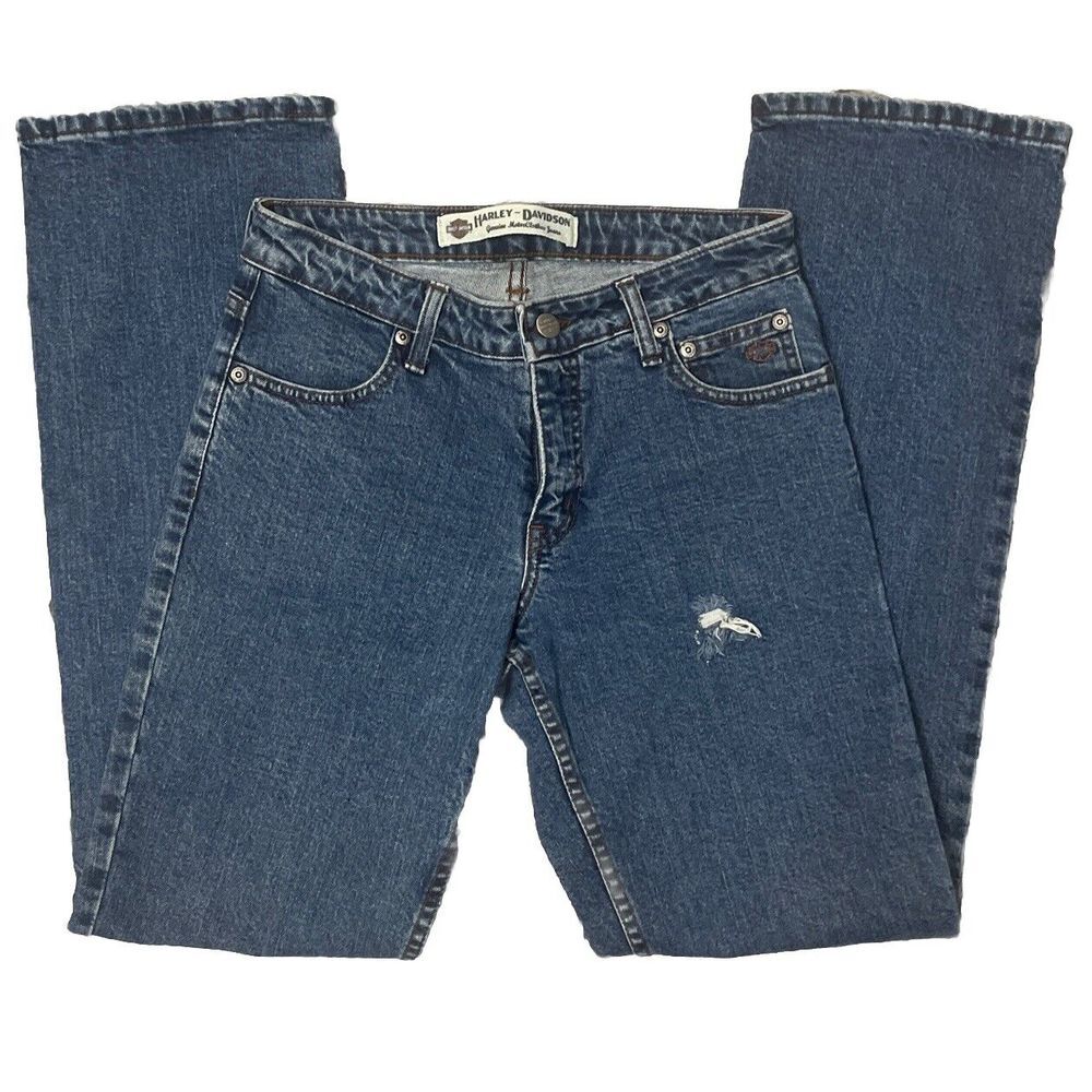 Harley Davidson ✨Jeans Women 4‎ Blue Denim Pants Basic Bootcut Motorcycle Biker